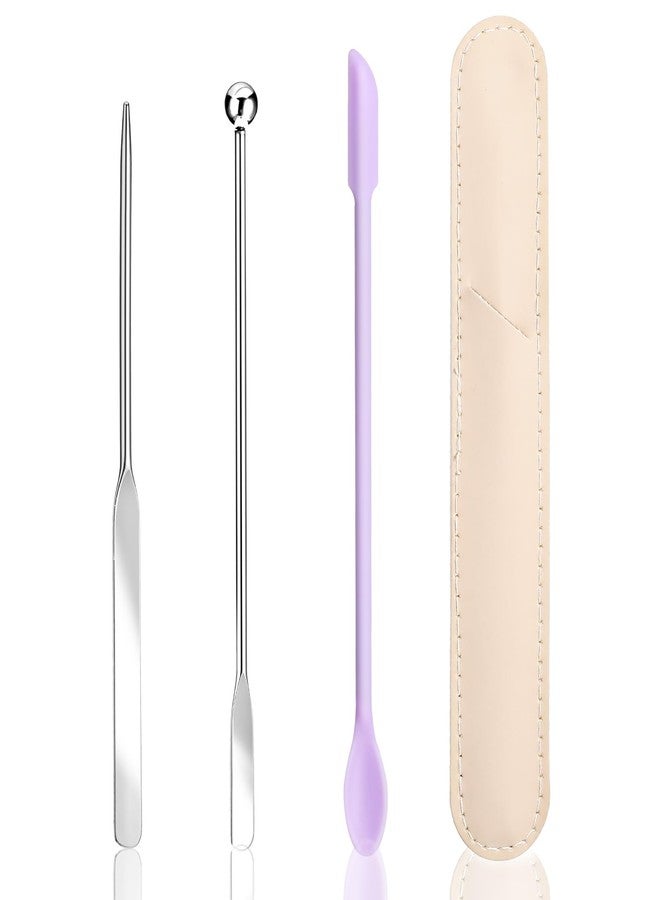Larrel 3 Pcs Makeup Spatula,Foundation Cosmetic Spatula,Stainless Steel Facial Beauty Spatulas Tiny Face Professional Makeup Palette Mixer Face Cream Applicator Mixing Tool for Even Application Double Edged - Image 1